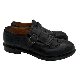 Antonio Maurizi Leather Black Double Monk Strap Derby Brogue Fringe 43/9.5